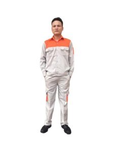 Quần áo Kaki 2.1 - Ghi sáng phối cam LS405